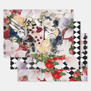 Vintage Alice in Wonderland Decoupage Wrapping Paper Sheet