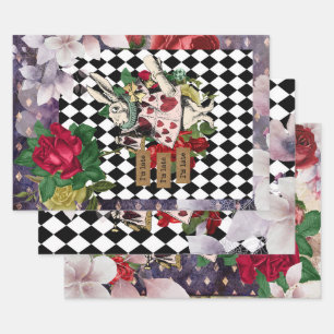 Vintage Alice in Wonderland Decoupage Wrapping Paper Sheet