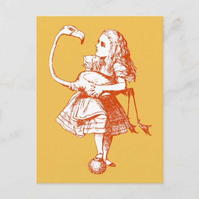Vintage Alice in Wonderland Flamingo Postcard (Front)