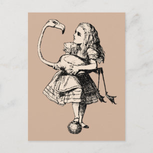 Vintage Alice in Wonderland Flamingo Postcard