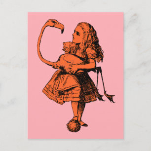 Vintage Alice in Wonderland Flamingo Postcard