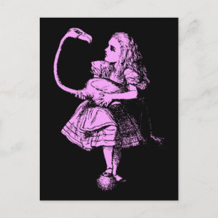 Vintage Alice in Wonderland Flamingo Postcard