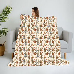 Vintage Alice in Wonderland Fleece Blanket