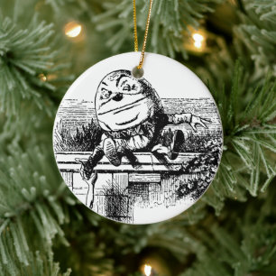 Vintage Alice in Wonderland, Humpty Dumpty on Wall Ceramic Tree Decoration