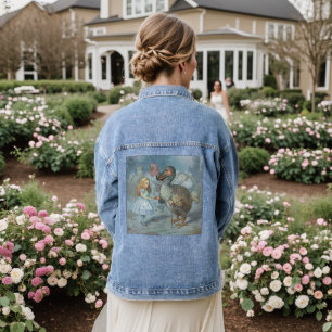 Vintage Alice In Wonderland, Illustration Denim Jacket