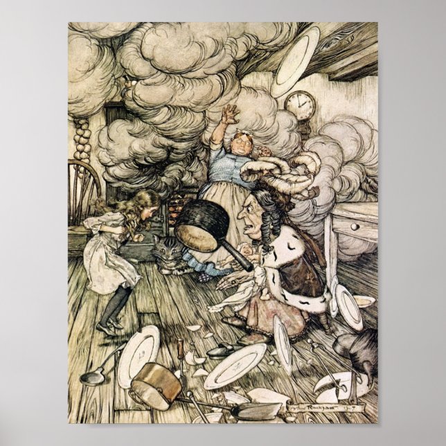 Vintage Alice in Wonderland Illustration Poster (Front)