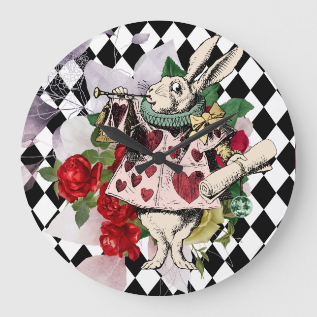 Vintage Alice in Wonderland Large Clock (Front)