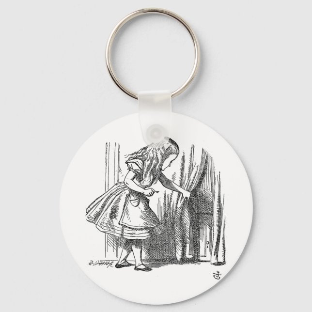 Vintage Alice in Wonderland looking for the door Key Ring (Front)