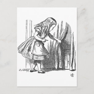 Vintage Alice in Wonderland looking for the door Postcard