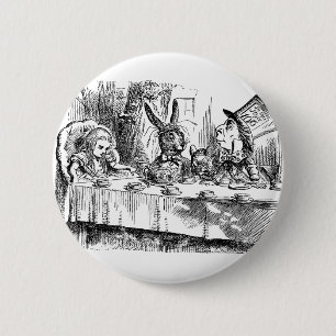 Vintage Alice in Wonderland Mad Hatter tea party 6 Cm Round Badge
