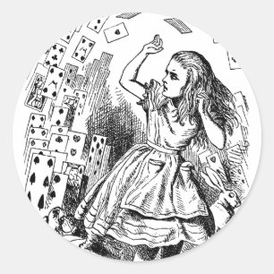 Vintage Alice in Wonderland, Playing Cards Flying Classic Round Sticker