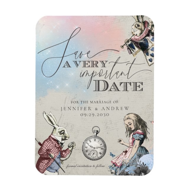 Vintage Alice In Wonderland Save the Date Magnet (Vertical)