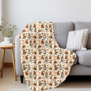 Vintage Alice in Wonderland Sherpa Blanket