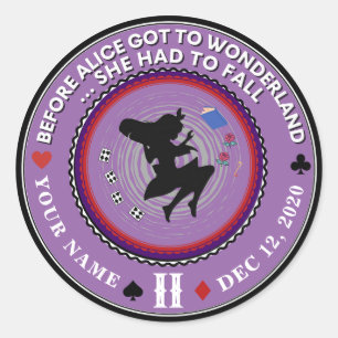 Vintage Alice in Wonderland Sobriety Medallion     Classic Round Sticker