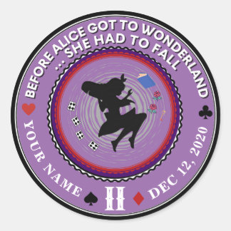 Vintage Alice in Wonderland Sobriety Medallion     Classic Round Sticker