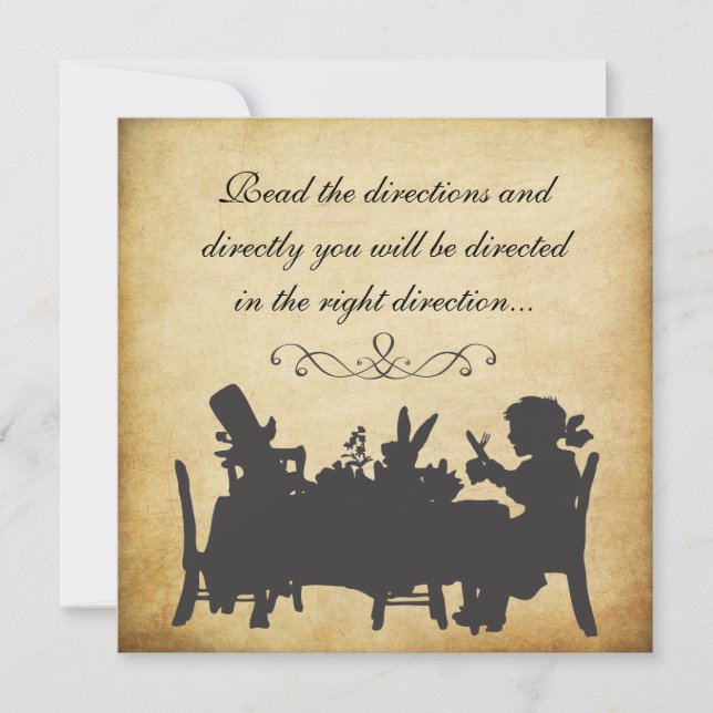 Vintage Alice in Wonderland Tea Party Birthday Invitation (Front)