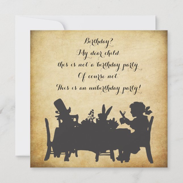 Vintage Alice in Wonderland Tea Party Birthday Invitation (Front)