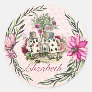 Vintage Alice in Wonderland Tea Party Custom Party Classic Round Sticker