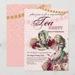 Vintage Alice in Wonderland Tea Party Custom Party Invitation
