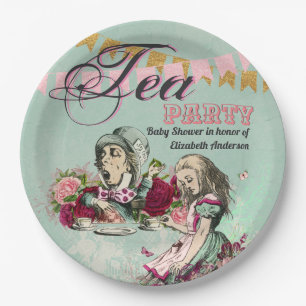 Vintage Alice in Wonderland Tea Party Custom Party Paper Plate