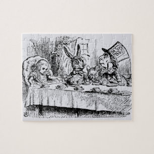 Vintage Alice in Wonderland, Tea Party Scene Jigsaw Puzzle