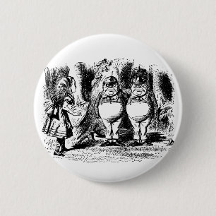 Vintage Alice in Wonderland, Tweedledum Tweedledee 6 Cm Round Badge