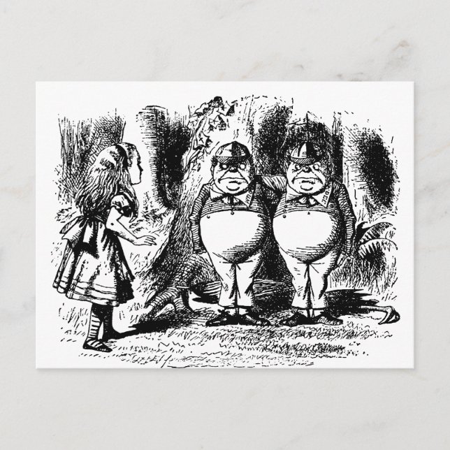 Vintage Alice in Wonderland, Tweedledum Tweedledee Postcard (Front)