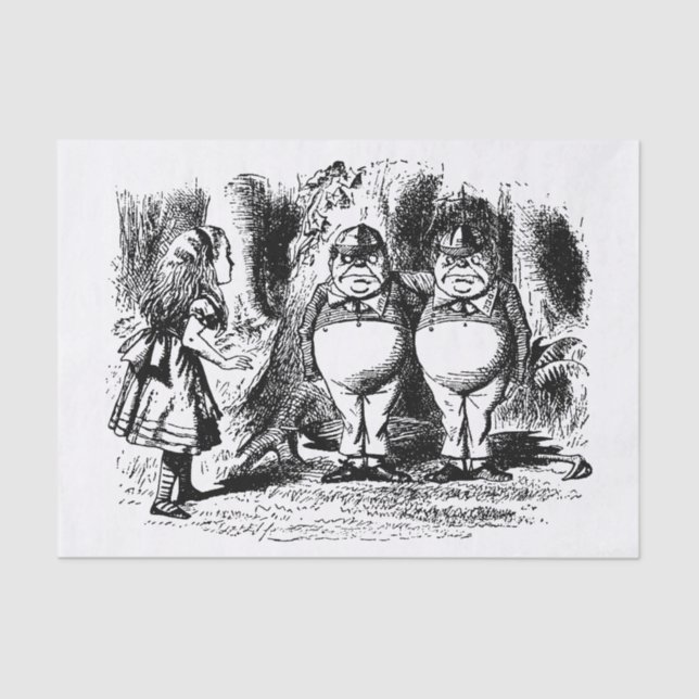 Vintage Alice in Wonderland, Tweedledum Tweedledee Tissue Paper (Front)