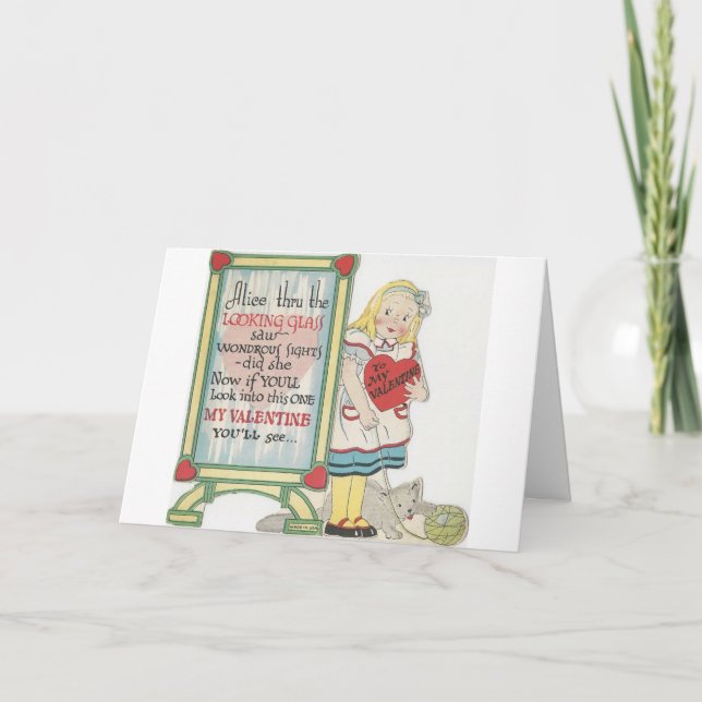 Vintage Alice In Wonderland Valentine Holiday Card (Front)