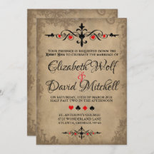 Vintage Alice in Wonderland Wedding Invitation