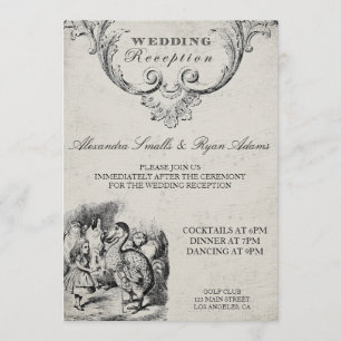 Vintage Alice in Wonderland Wedding Reception Card