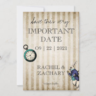 Vintage Alice in Wonderland Wedding Save The Date Invitation