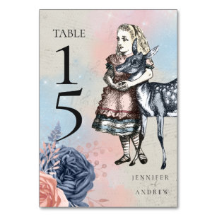 Vintage Alice in Wonderland Wedding Table Number
