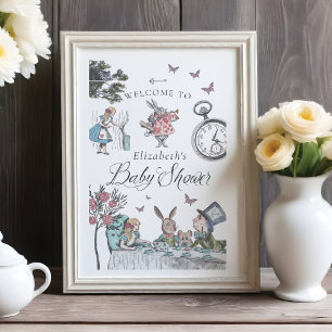 Vintage Alice In Wonderland Welcome Baby Shower  Poster