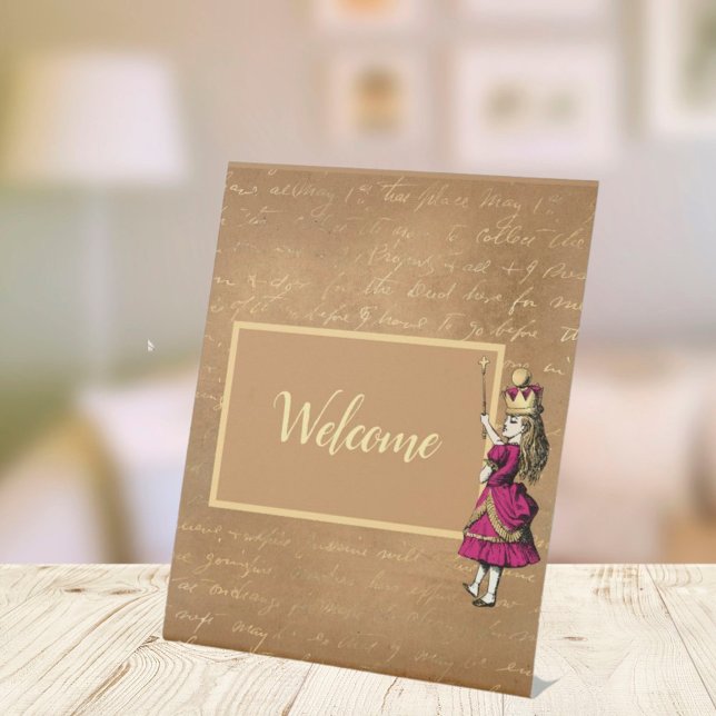 Vintage Alice in Wonderland Welcome Tabletop Pedestal Sign (Creator Uploaded)
