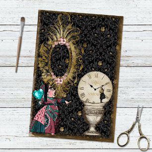 Vintage Alice in Wonderland Whimsical Clock Tissue Paper