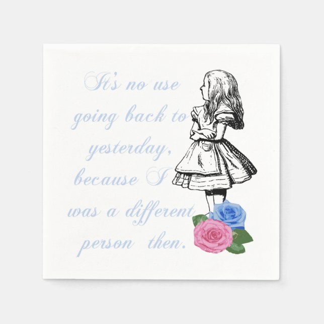 Vintage Alice in Wonderland White Paper Napkins (Front)