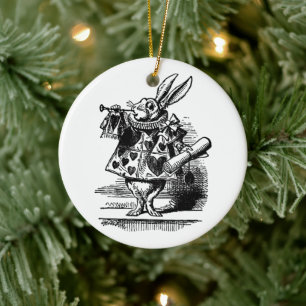 Vintage Alice in Wonderland White Rabbit as Herald Ceramic Tree Decoration