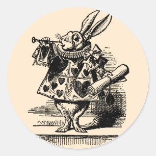 Vintage Alice in Wonderland White Rabbit as Herald Classic Round Sticker