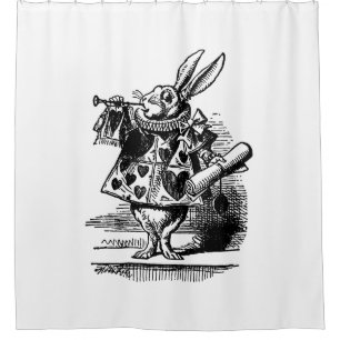 Vintage Alice in Wonderland White Rabbit as Herald Shower Curtain