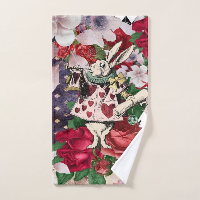 Vintage Alice in Wonderland White Rabbit Hand Towel (Hand Towel)