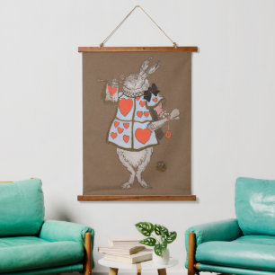 Vintage Alice in Wonderland White Rabbit Herald Hanging Tapestry