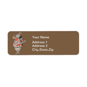Vintage Alice in Wonderland White Rabbit Herald Return Address Label
