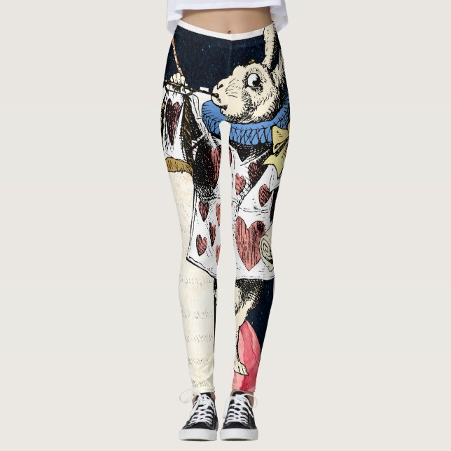 Vintage Alice in Wonderland White Rabbit Leggings (Front)