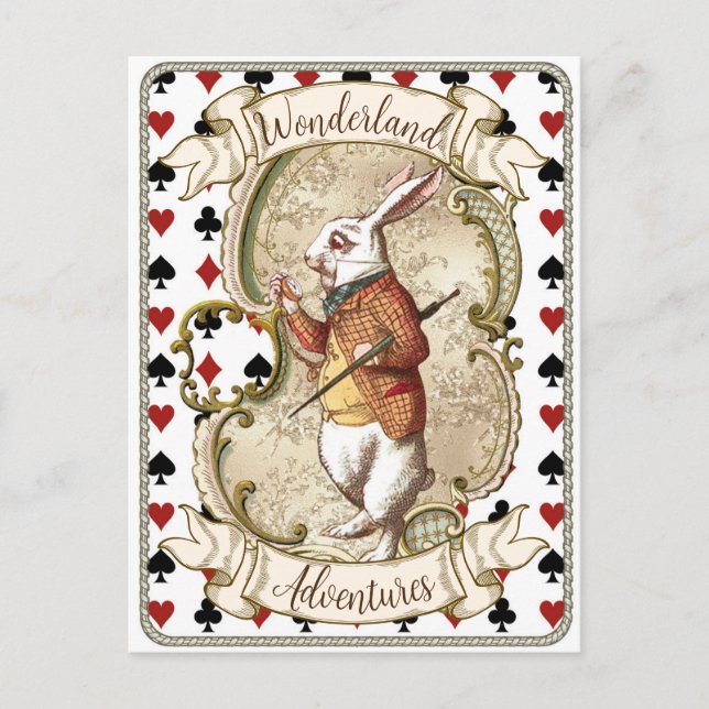Vintage Alice in Wonderland White Rabbit Postcard (Front)