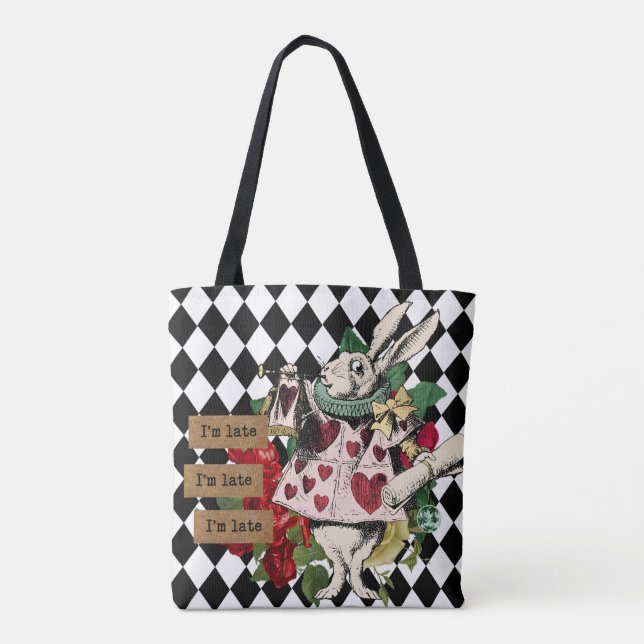 Vintage Alice in Wonderland White Rabbit Tote Bag (Back)