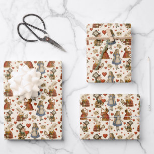 Vintage Alice in Wonderland Wrapping Paper Sheet