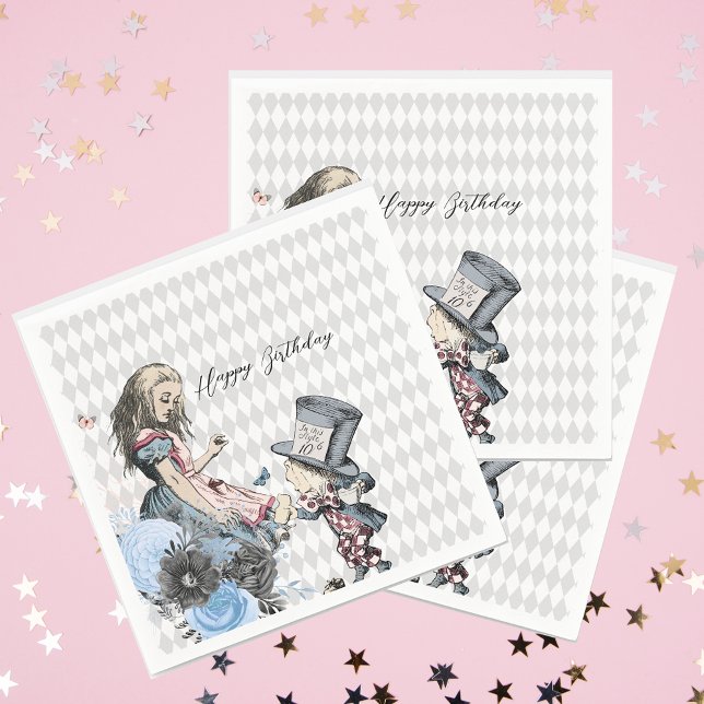 Vintage Alice & Mad Hatter Customisable   Napkin (Creator Uploaded)