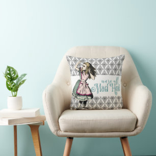 Vintage Alice Mad Here Cushion
