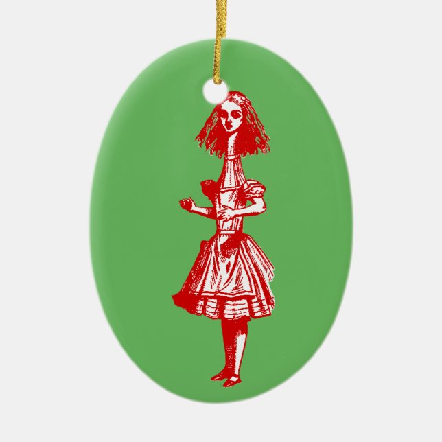 Vintage Alice Stretched in Wonderland Ceramic Ornament (Front)